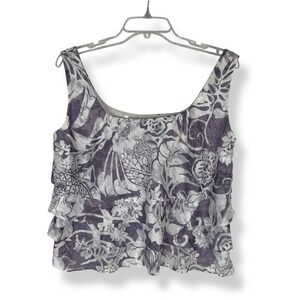 Alex Evenings Ruffle Tank‎ Top Womens Size 1X Plus Size Fairy Coquette Burnout